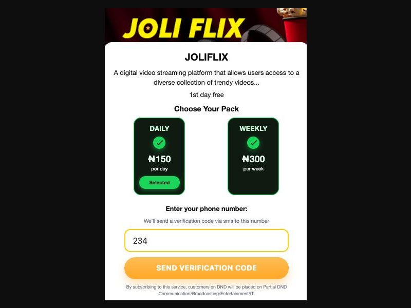 38961 - NG - [MOB] - JoliFlix (Evina) - MTN - 2 Click