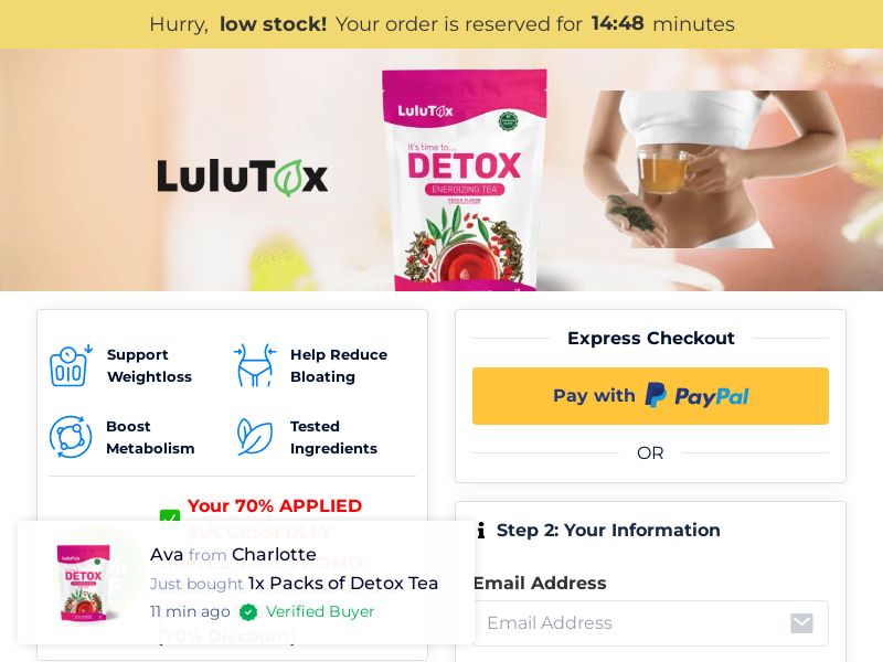 Lulutox Detox Tea SS - US/CA/UK/AU/FR/NO/MX/AT/DE/CH/IL/SE/IT/NL/ES (No Brand Bidding)