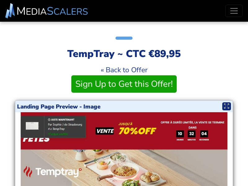 TempTray ~ CTC €89,95 {+Advertorial, DTC, Alt-Landers} (Event Tracking) [FR]