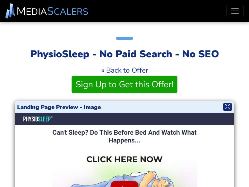 PhysioSleep - No Paid Search - No SEO [US]