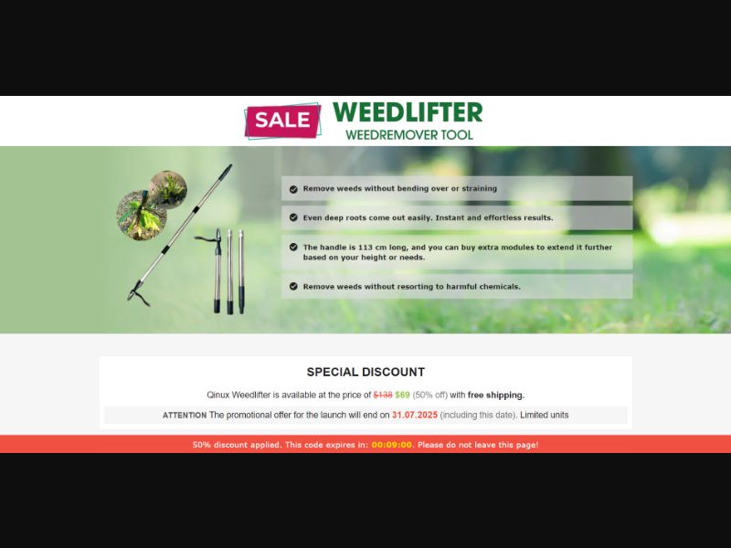 [WEB+MOB] Qinux Weedlifter – Weedremover Tool /International (112 GEOs) CPS *FB/TT/Google/Taboola Pixel* [Approval Required]