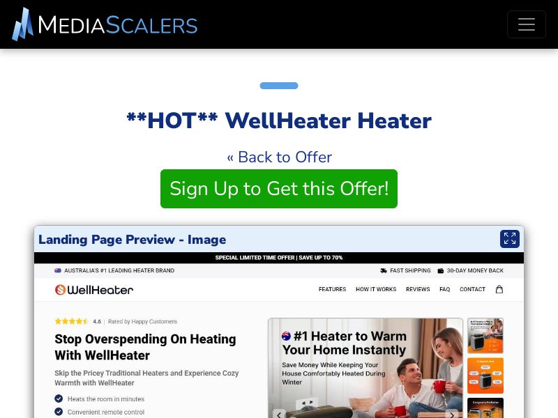 WellHeater Heater {+Advertorial, DTC, Alt-Landers} [US, DE, CA, AU, UK, FR, IL, +232 More]