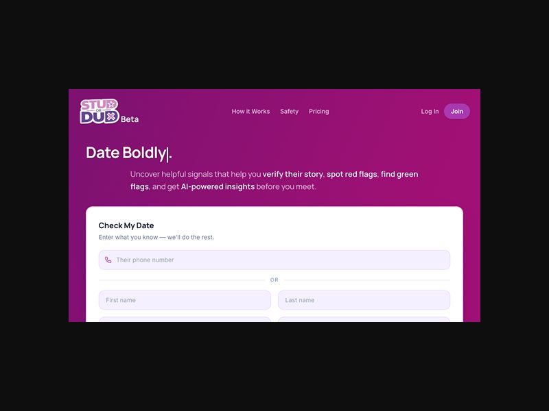 Stud or Dud - Dating Background Check - RevShare (US)