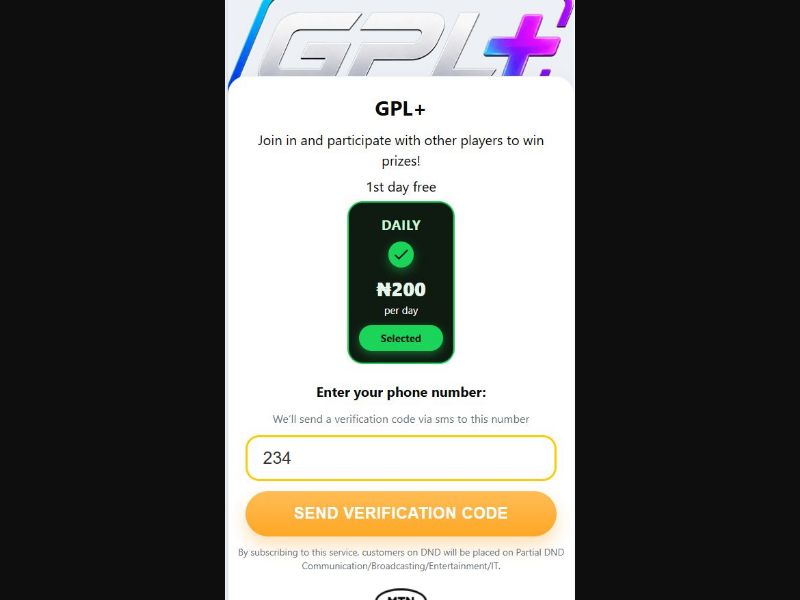 38513 - NG - [MOB] - Gaming Players League- MTN - Evina - PIN