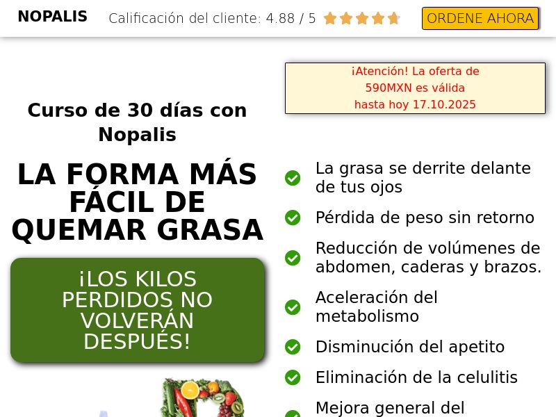 Nopalis 590 MXN - WEIGHT LOSS TREATMENT HOLD