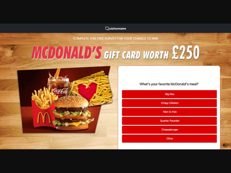 UK - Quiztionnaire - McDonalds Giftcard - (CPL)