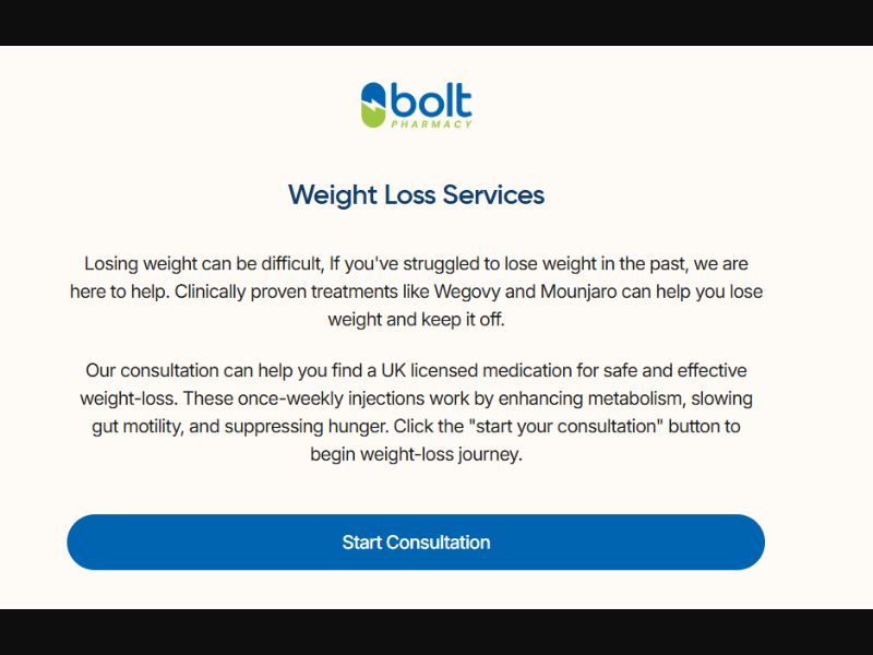 [WEB+MOB] Bolt Pharmacy - GLP-1 Medication CTC £95.23 /UK CPS
