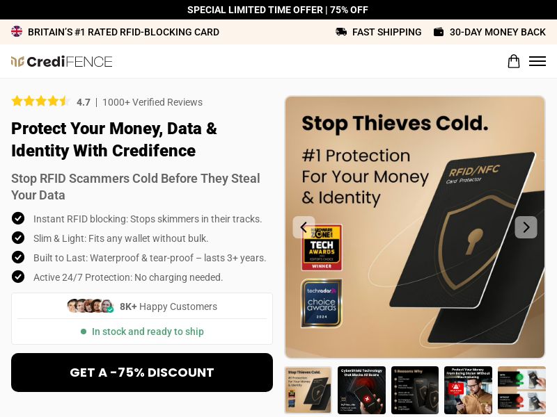 ! NEW OFFER - Credifence Safe Card Protection - DTC [UK] (Social,Banner,Native,Push,SEO,Search,Brand Bidding) - CPA