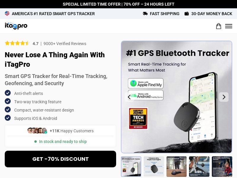 iTagPro GPS Air Tag - Product Page [INTL] (Social,Banner,Native,Push,SEO,Search,Brand Bidding) - CPA