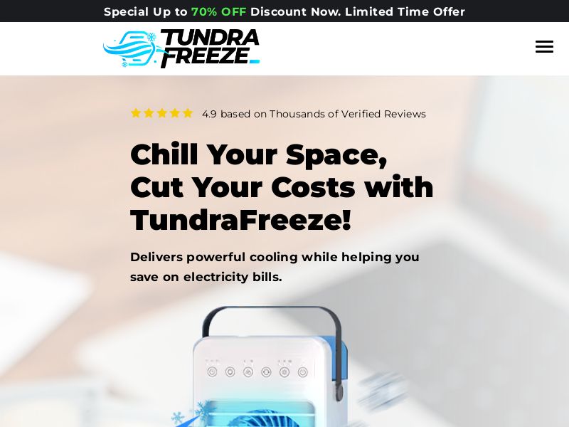 TundraFreeze Portable AC - Product Page [US,UK,AU,IE,DE,AT,FR,IT,NL,PL] (Social,Banner,Native,Push,SEO,Search,Brand Bidding) - CPA