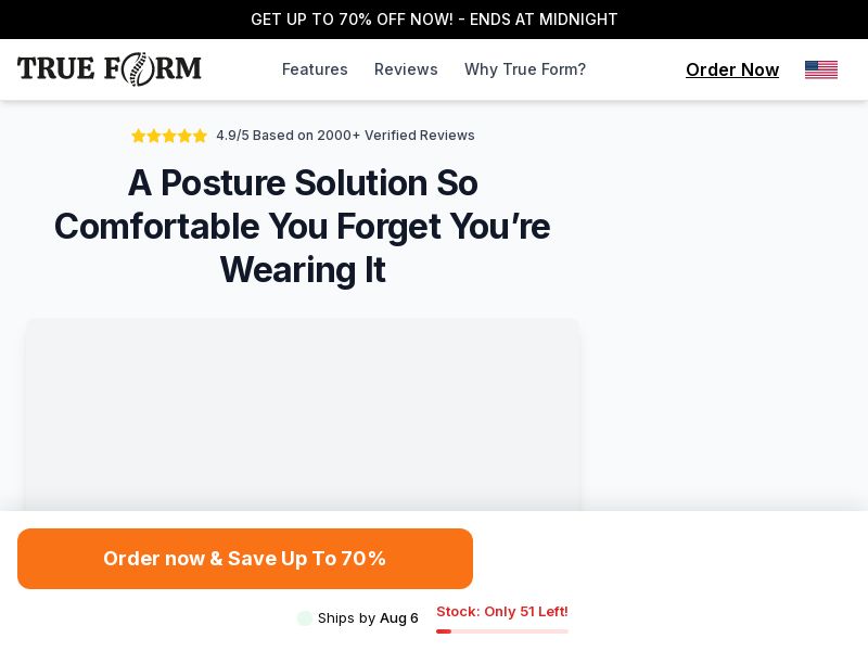 ! NEW OFFER - True Form Posture Corrector - DTC [US] (Social,Banner,Native,Push,SEO,Search,Brand Bidding) - CPA 