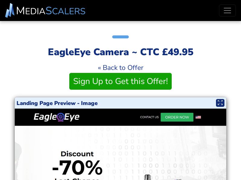 EagleEye Camera ~ CTC £49.95 {+Advertorial, DTC, Alt-Landers} (Event Tracking) [UK]