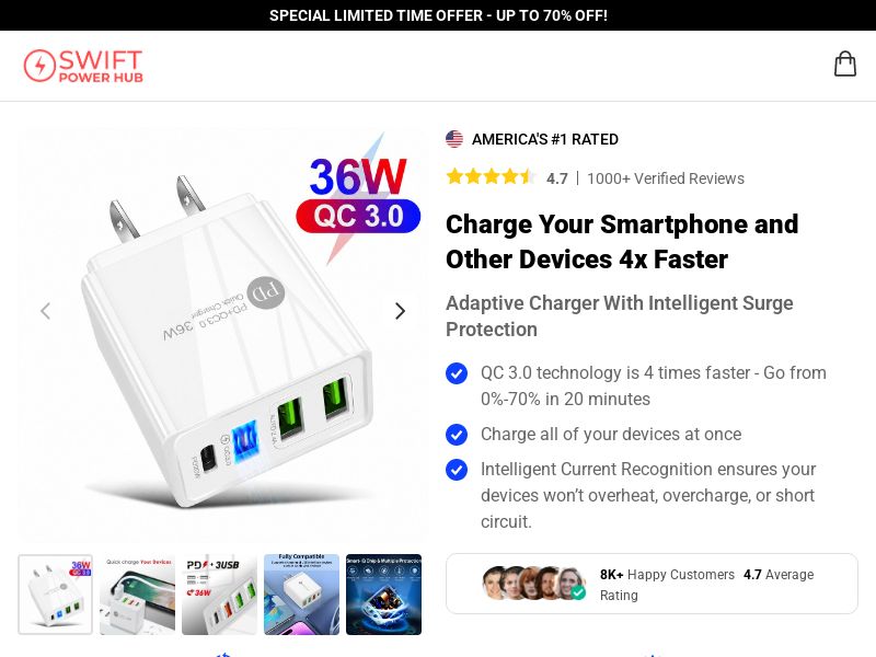 USB Fast Charger [US,CA,BS,CR,MX,PH] (Social,Banner,Native,Push,SEO,Search,Brand Bidding)-CPA