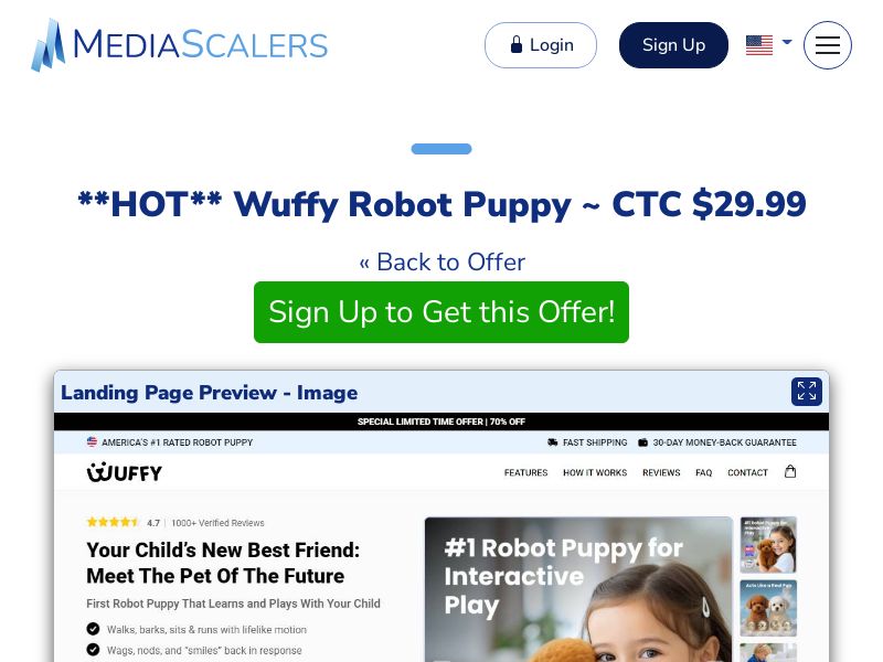 Wuffy Robot Puppy ~ CTC $29.99 {+Advertorial, DTC, Alt-Landers} (Event Tracking) [US, DE, CA, AU, UK, FR, IL, +232 More]