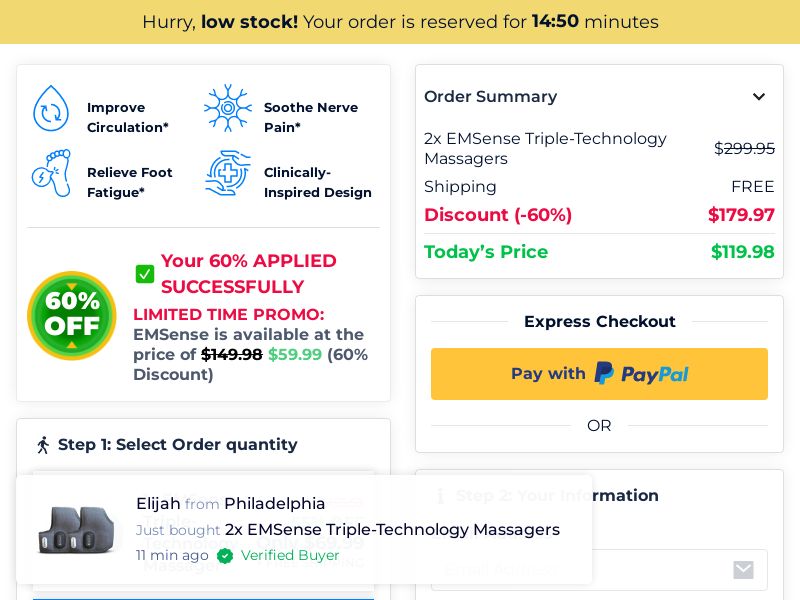 EMSense EMS Massager High CTC - DTC [INTL] (Social,Banner,Native,Push,SEO,Search) - CPA {No BrandBidding} 