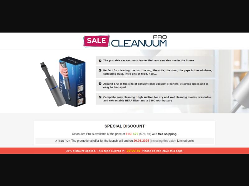 [WEB+MOB] Cleanuum Pro – Portable Vacuum /International (112 GEOs) CPS *FB/TT/Google/Taboola Pixel* [Approval Required]