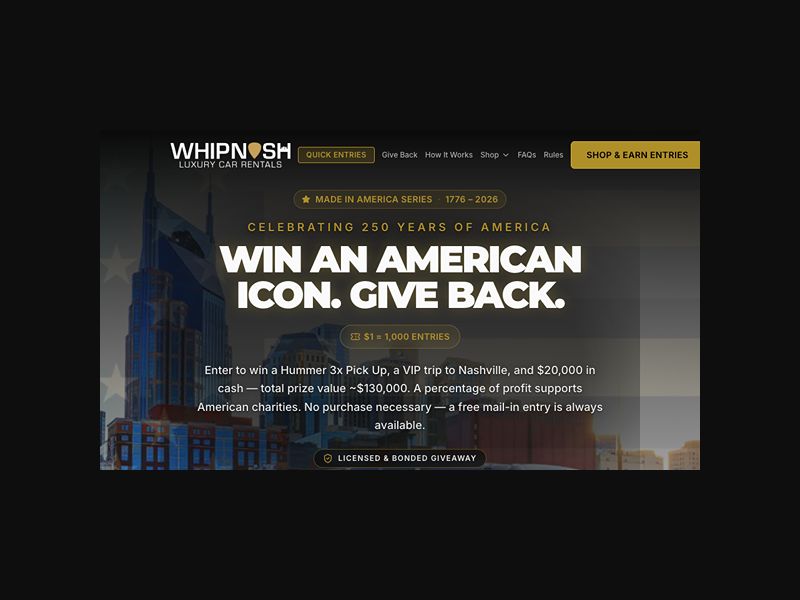 Whipnash - Sweepstakes - CPS (US)