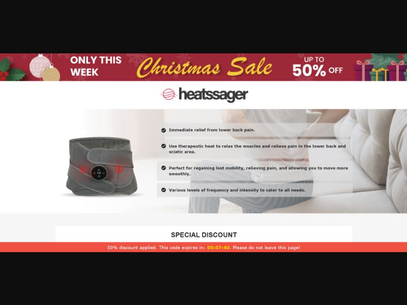 [WEB+MOB] Qinux Heatssager – Therapeutic lumbar heating pad /International (112 GEOs) CPS *FB/TT/Google/Taboola Pixel*