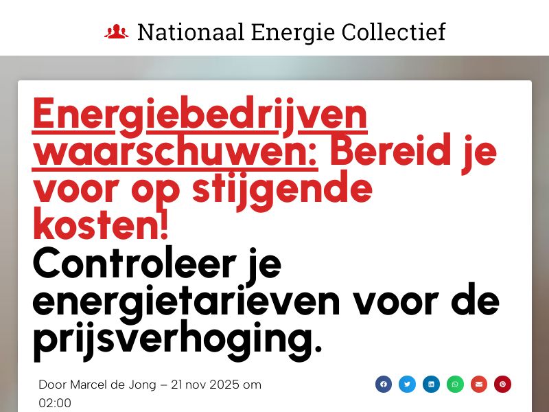 Utility - Waarschuwing stijgende kosten - CPA | NL