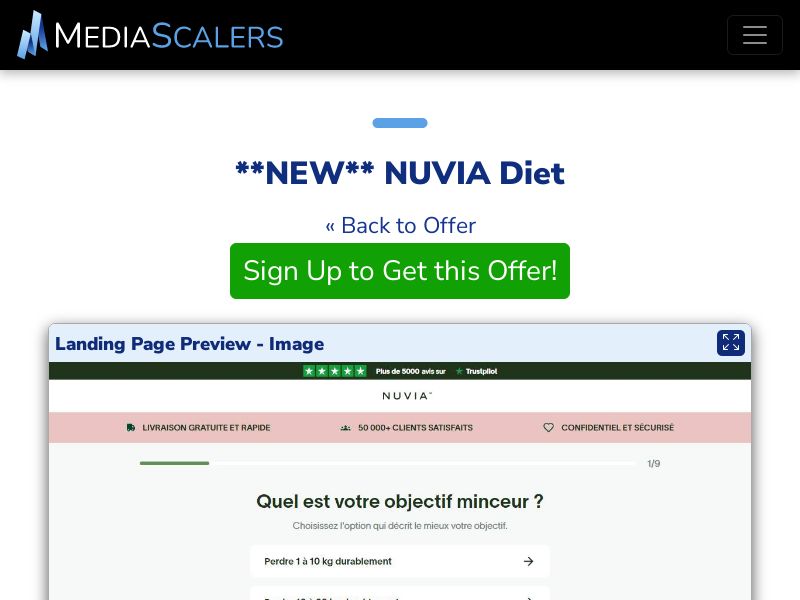 NUVIA Diet {+DTC, Quiz} [FR]