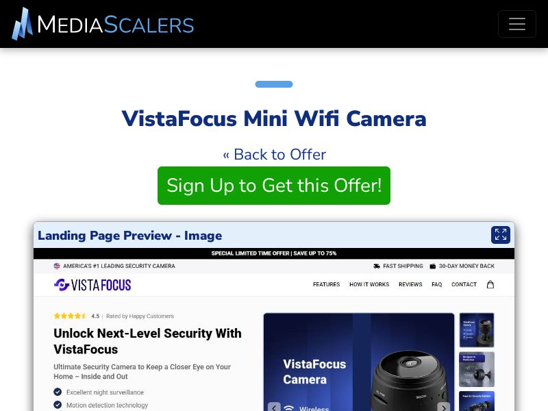 VistaFocus Mini Wifi Camera {+Advertorial, DTC, Alt-Landers} [US, DE, CA, AU, UK, FR, IL, +232 More]
