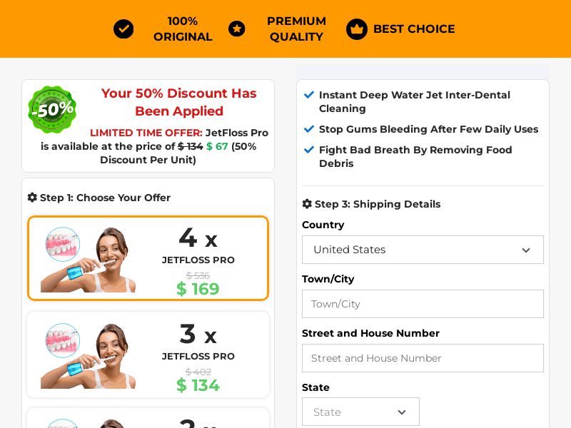 JetFloss Pro: Water Flosser for Healthy Teeth & Gums!