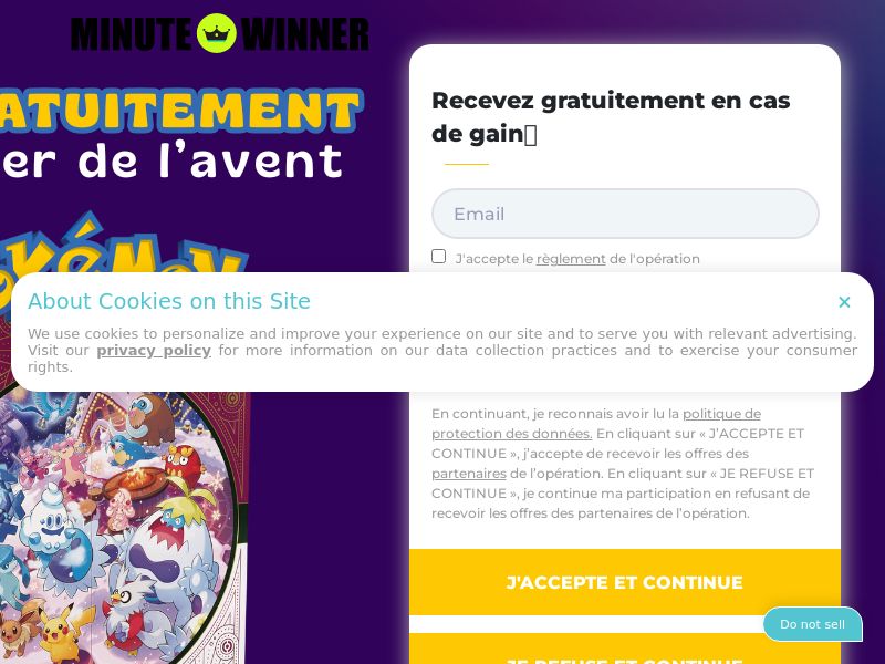 Minute Winner - Pokemon Advent Calendars FR - SOI *PREFILL*