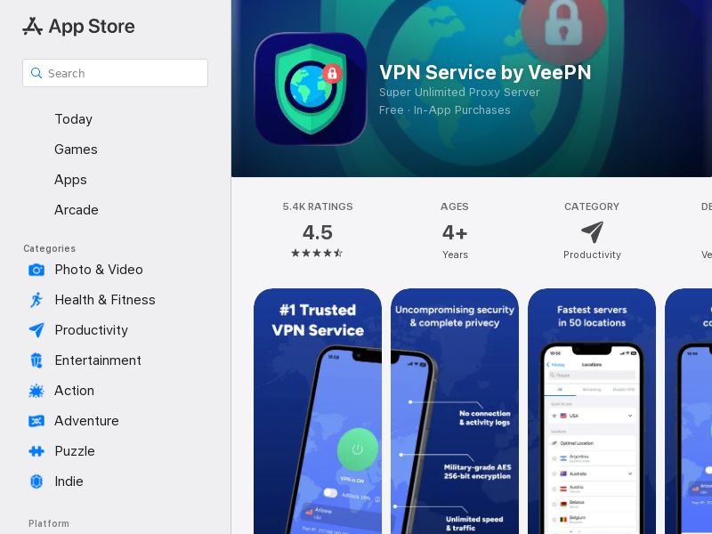 VeePN - iOS - Mobile app - CPA