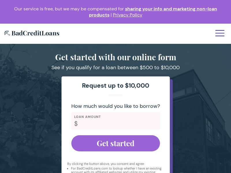 Badcreditloans.com: Loans up to $10k - Rev-Share CPL | US