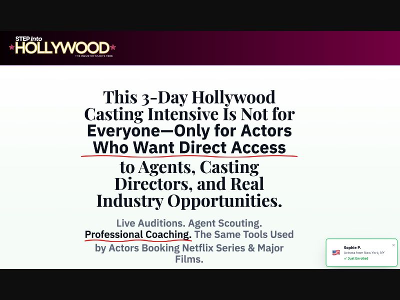 Step Into Hollywood $25 CPA US/CA/UK/AU/NZ