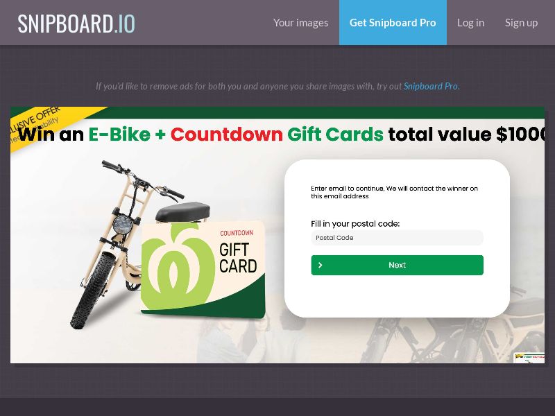 YouSweeps - Countdown voucher + Ebike NZ - SOI