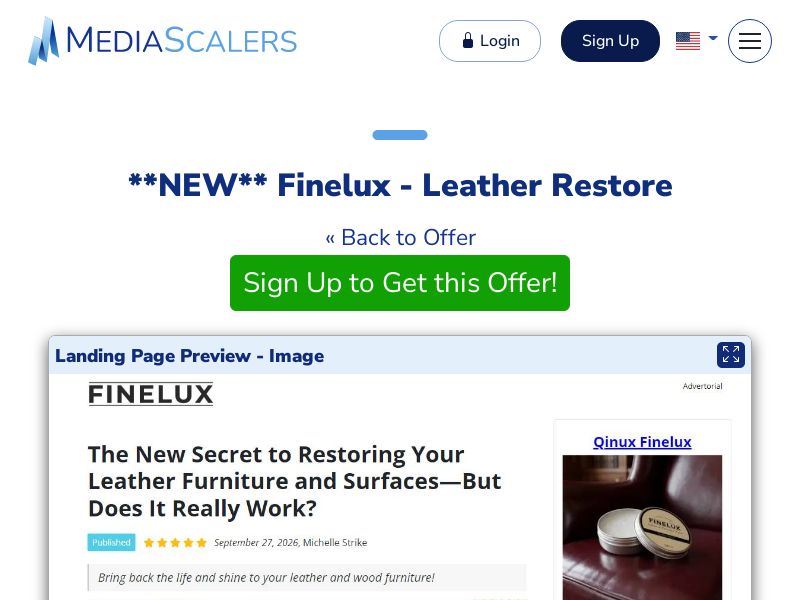 Finelux - Leather Restore {+Advertorial, DTC, Alt-Landers} [US, DE, CA, AU, UK, IL, ZA, +102 More]
