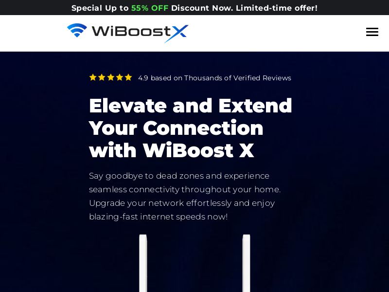 Wiboost X WiFi Extender - Product Page [US,UK,DE,AT,AU] (Social,Banner,Native,Push,SEO,Search,Brand Bidding) - CPA