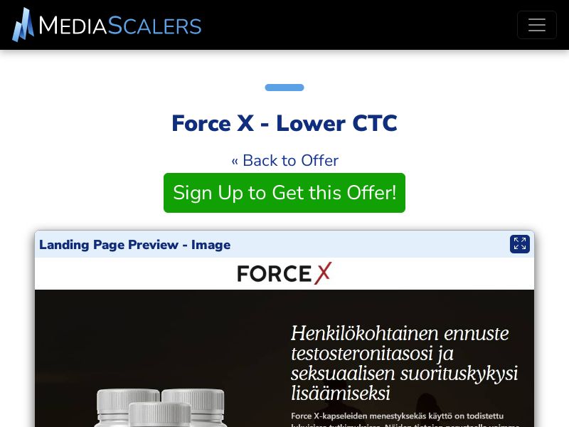 Force X - Lower CTC {+Advertorial, DTC, Alt-Landers, Quiz} (Event Tracking) [FI]