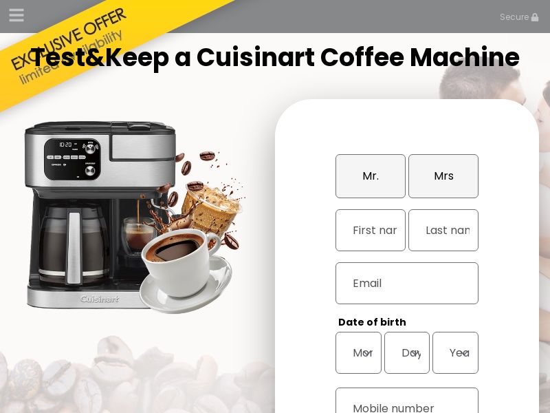 FORYOUPROMO - Test&Keep a Cuisinart Coffee Machine SOI [US]