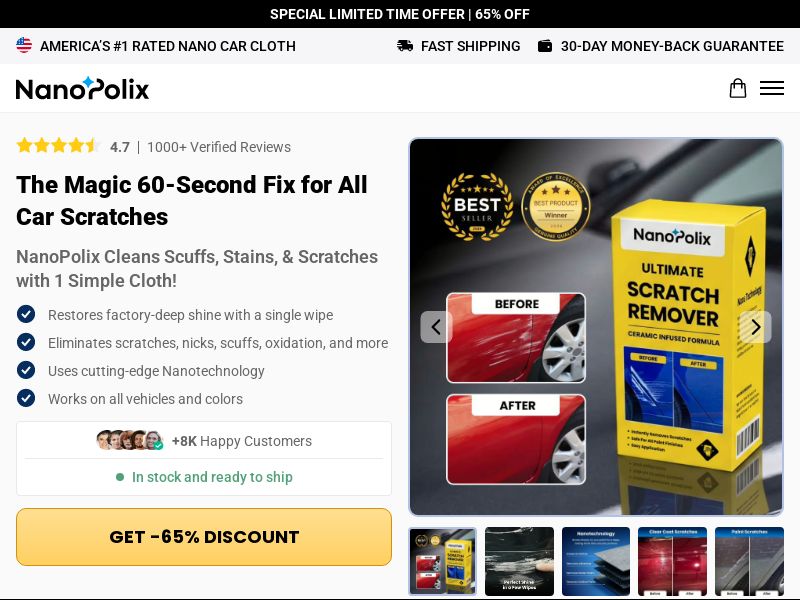 ! HOT OFFER - NanoPolix Nano Car Cloth - Product Page [INTL] (Social,Banner,Native,Push,SEO,Search,Brand Bidding) - CPA