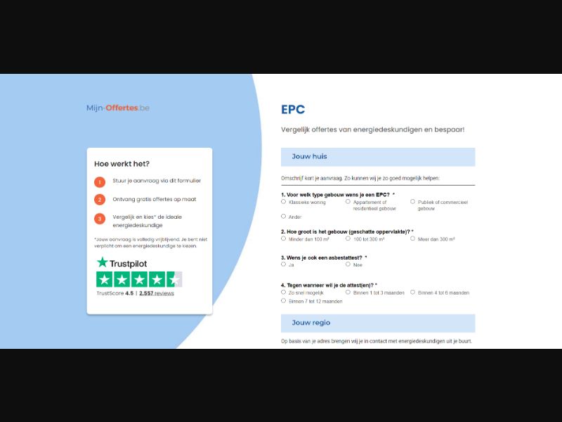 [WEB+MOB] Mijn-Offertes – Need an EPC quickly? Find certified energy experts /BE(NL) SOI [Approval Required]