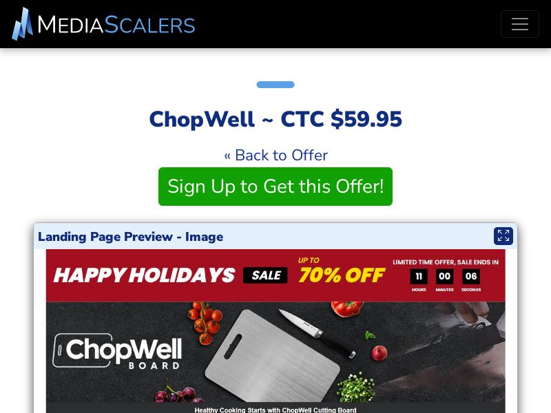 ChopWell ~ CTC $59.95 {+Advertorial, DTC, Alt-Landers} (Event Tracking) [US]