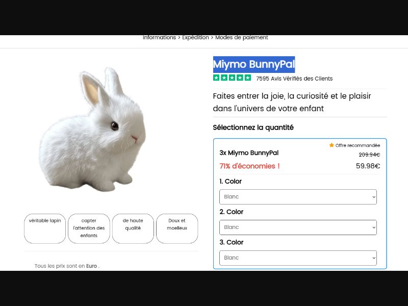 [WEB+MOB] PetsBoro™ Miymo BunnyPal - CTC €34.99 /FR CPS 