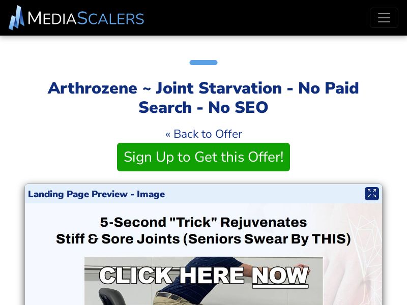 Arthrozene ~ Joint Starvation - No Paid Search - No SEO [US, CA, AU, UK]