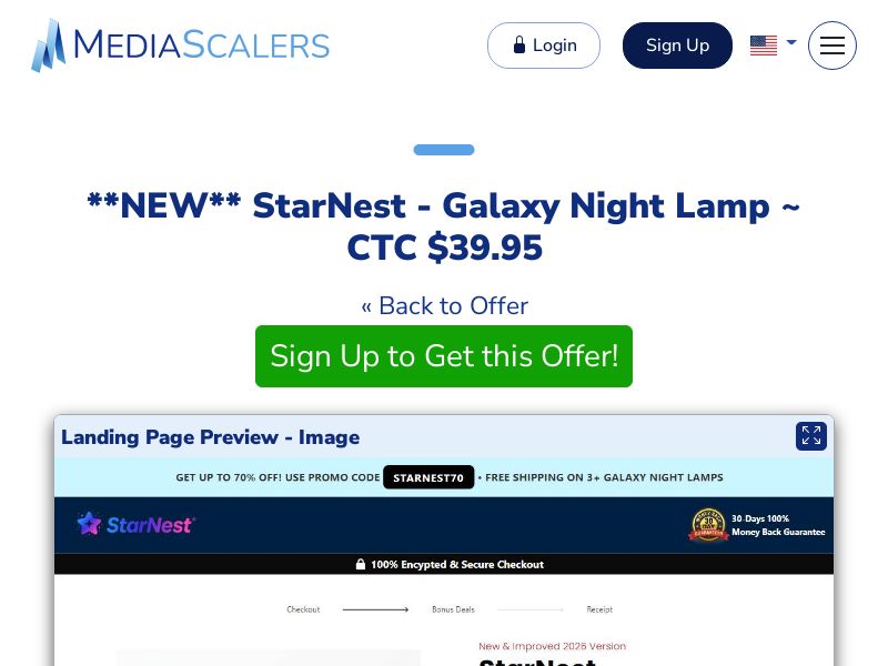 StarNest - Galaxy Night Lamp ~ CTC $39.95 {+DTC, Alt-Landers, Advertorial} (Event Tracking) [US]