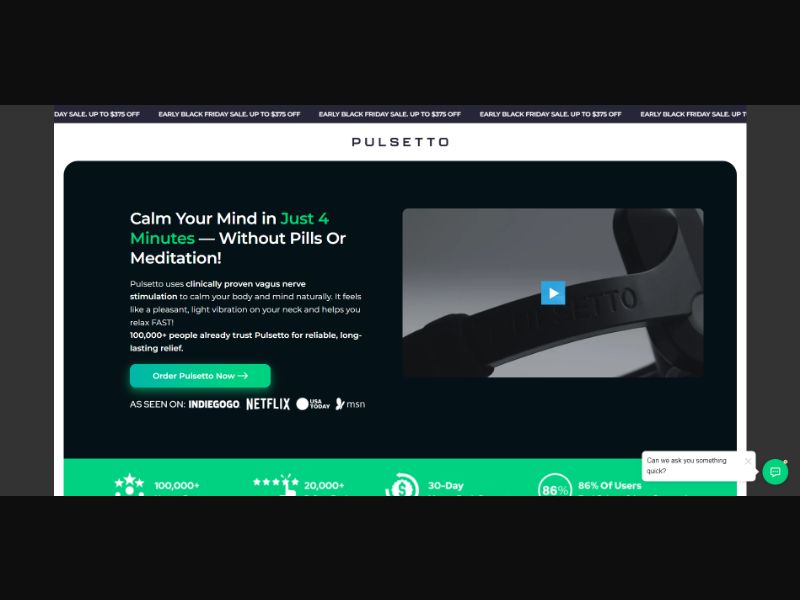 [WEB+MOB] Pulsetto Lite – Vagus Nerve Stimulator (Stress Relief) /International (210 GEOs) CPS