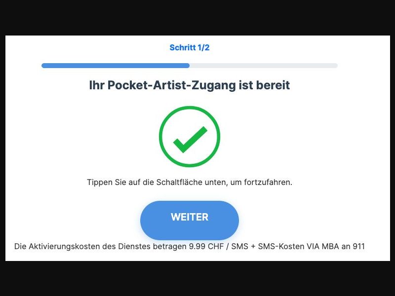 38503 - CH - [MOB] - Pocket Artist Access (one-off) - SMS