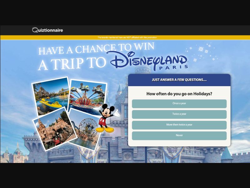 AU - Quiztionnaire - Disneyland Paris Holiday - (CPL)