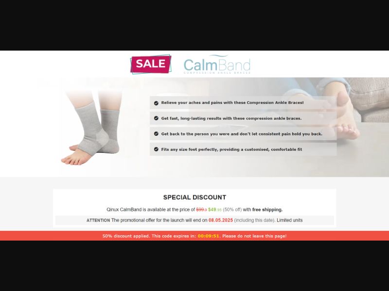 [WEB+MOB] Qinux CalmBand – Compression Ankle Braces /International (112 GEOs) CPS *FB/TT/Google/Taboola Pixel* [Approval Required]