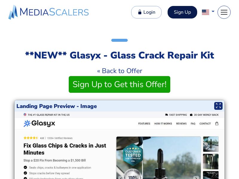 Glasyx - Glass Crack Repair Kit (Event Tracking) [US, DE, CA, AU, UK, FR, IL, +229 More]