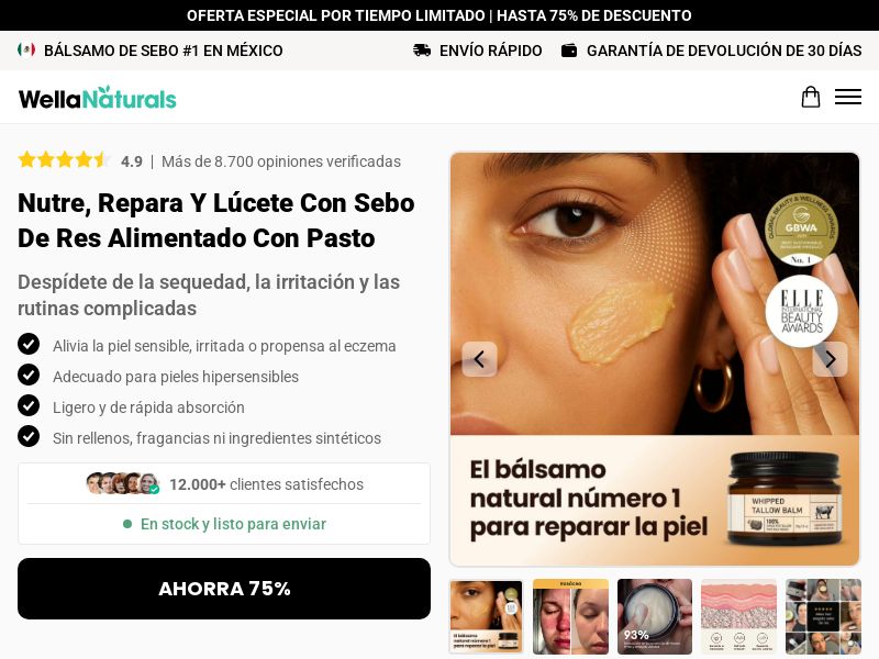 ! NEW OFFER - WellaNaturals Beef Tallow Balm [LATAM] (Social,Banner,Native,Push,SEO,Search,Brand Bidding) - CPA