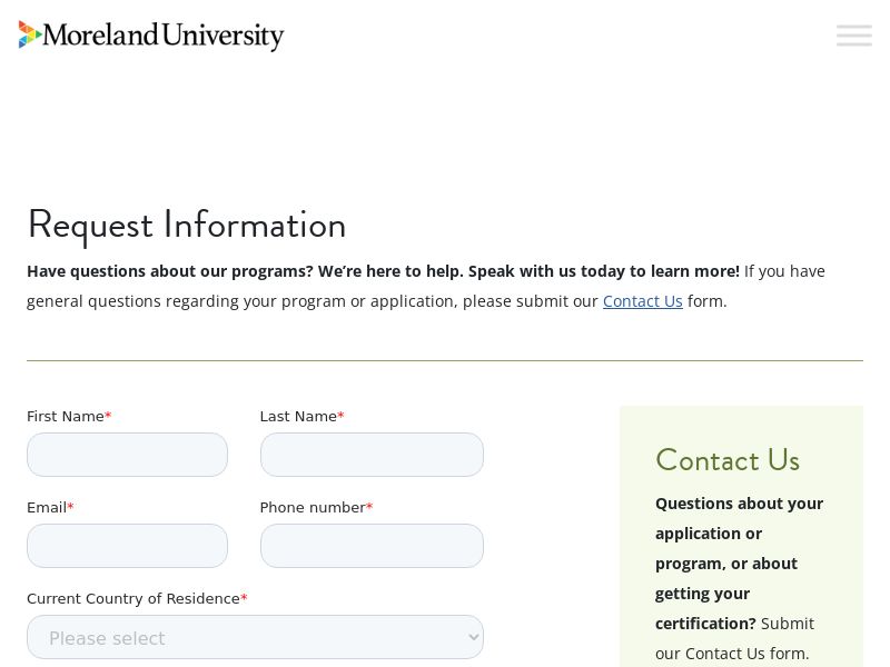 Moreland University - Register and Enrollment - CPL | US