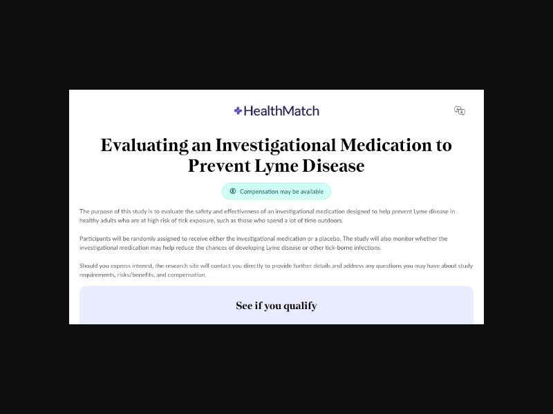HealthMatch Clinical Trials - Lyme Vaccine - CPL (US)