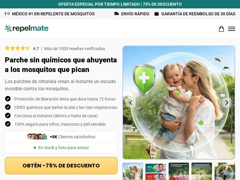 RepelMate Mosquito Patches Subscription [LATAM] (Social,Banner,Native,Push,SEO,Search,Brand Bidding) - CPA